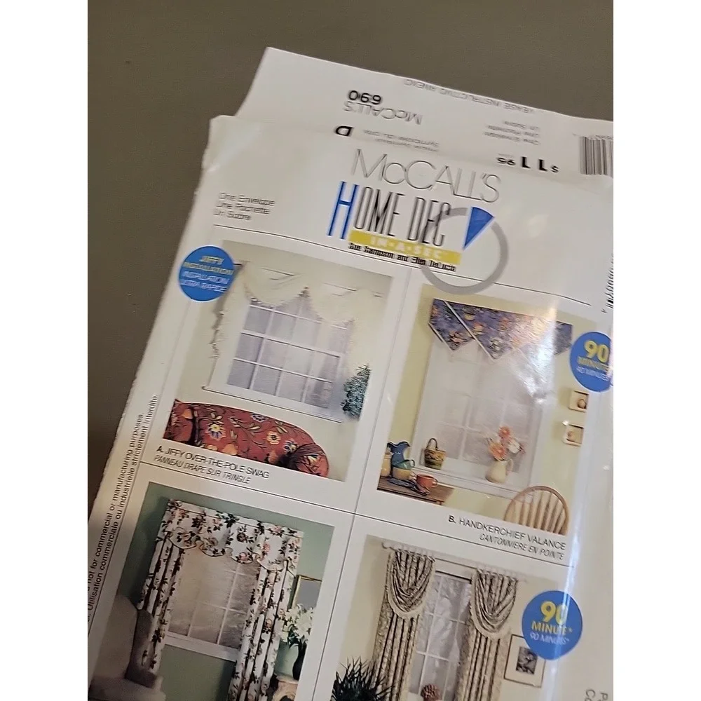 McCall's 690 HOME DECOR Uncut Drapes curtains Toppers Valances